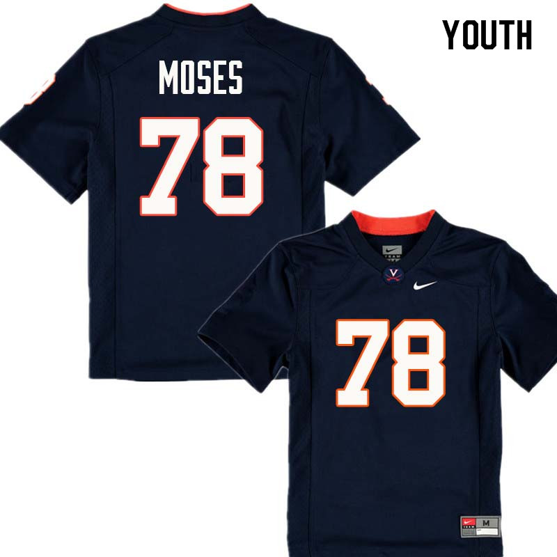 Youth #78 Morgan Moses Virginia Cavaliers College Football Jerseys Sale-Navy - Click Image to Close